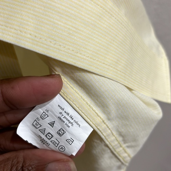 Chaps Shirt Mens Medium Yellow Striped Long Sleeve Dress Button Down Easy Care - Picture 7 of 8